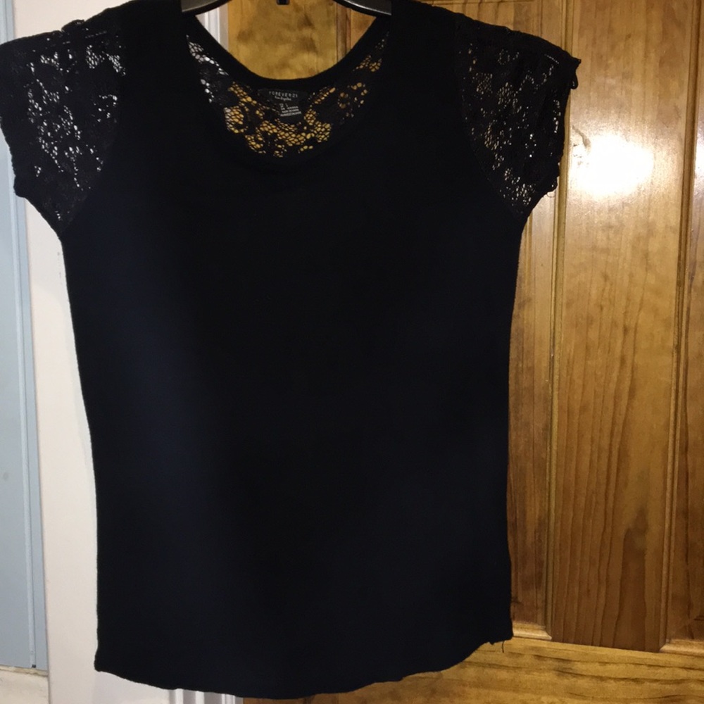 Forever 21 black lacy short sleeve shirt! 🙌